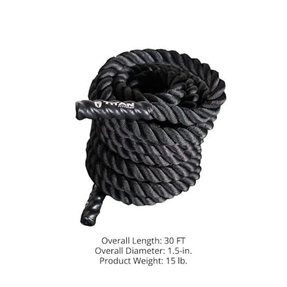 Titan Fitness Battle Rope 30ft x 1.5in, Poly Dacron Heavy Rope for Home Gym Conditioning Workouts, Cross-Train, Strength Training Exercises