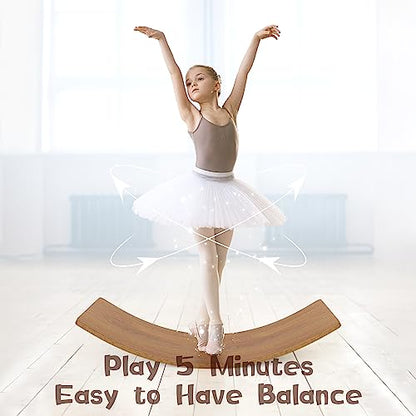 Gentle Monster Wobble Balance Board, Wooden Montessori Toy Rocker Board Natural Wood Kids Toddler Open Ended Learning Toy Yoga Curvy Board for Adult Office Classroom Christmas Gifts