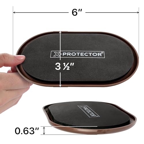 X-Protector Furniture Sliders for Carpet - 4 PCS 6" x 3 1/2" - The Best Heavy-Duty Moving Pads - Sliders for Furniture. Move Your Furniture Easily with Reusable Furniture Moving Sliders for Carpets!