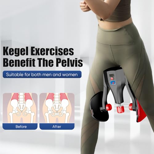 Kegel Trainer, Multi-Function 132 lbs Resistance Pelvic Floor Exercise Devices with Thigh Straps, Handles, Resistance Bands and Jump Rope, Kegel Trainer Hip Leg Toner Inner Kegel Exerciser - color: Black Red