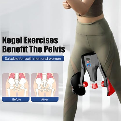 Kegel Trainer, Multi-Function 132 lbs Resistance Pelvic Floor Exercise Devices with Thigh Straps, Handles, Resistance Bands and Jump Rope, Kegel Trainer Hip Leg Toner Inner Kegel Exerciser - color: Black Red