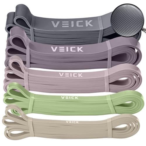 VEICK Pull Up Resistance Bands Set, Heavy Stretch Workout Bands, Fitness Assistance Bands for Men Women, Portable Exercise Equipment for Home Gym Office Travel - color: Green/Purple Set of 5