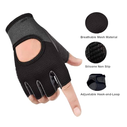 Men & Women Breathable Workout-Glove - UV Protection Fingerless Gym Gloves for Fitness Rowing Cycling