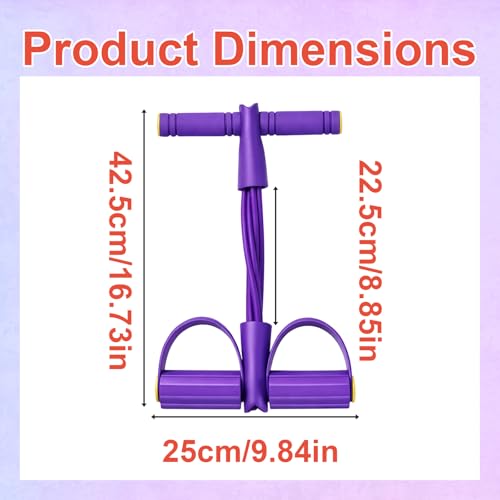 Pedal Resistance Band with Handle, Multifunction Foot Pedal Resistance Band, Full Body Resistance Bands for Home Workout and Office Exercise, Purple 6-Tube Pedal Resistance Band