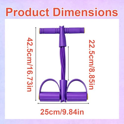 Pedal Resistance Band with Handle, Multifunction Foot Pedal Resistance Band, Full Body Resistance Bands for Home Workout and Office Exercise, Purple 6-Tube Pedal Resistance Band