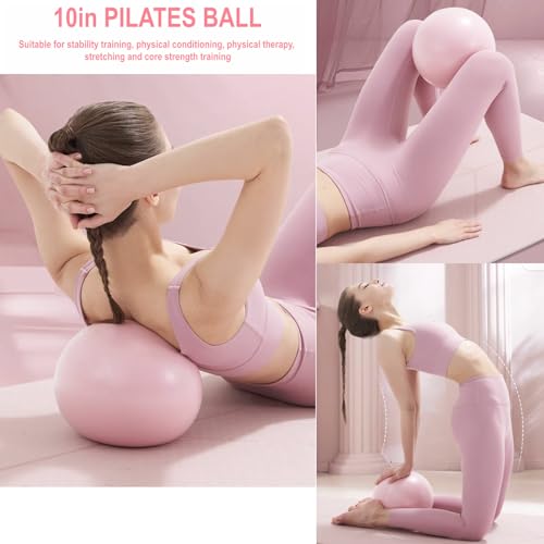 Pilates Equipment, Pilates Kit for Home Workouts, Pilates Essentials Kit for Women, Home Pilates Kit with Pilates Ring and Ball Set, Booty Bands, Figure 8 Resistance Band, Yoga Band - color: Purple