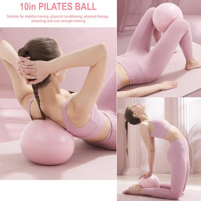 Pilates Equipment, Pilates Kit for Home Workouts, Pilates Essentials Kit for Women, Home Pilates Kit with Pilates Ring and Ball Set, Booty Bands, Figure 8 Resistance Band, Yoga Band - color: Purple