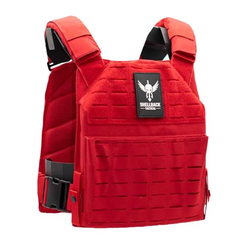Shellback tactical Physical Fitness Training Vest – Adjustable Weighted Workout Vest for 10x12 Training Plates - color: Red