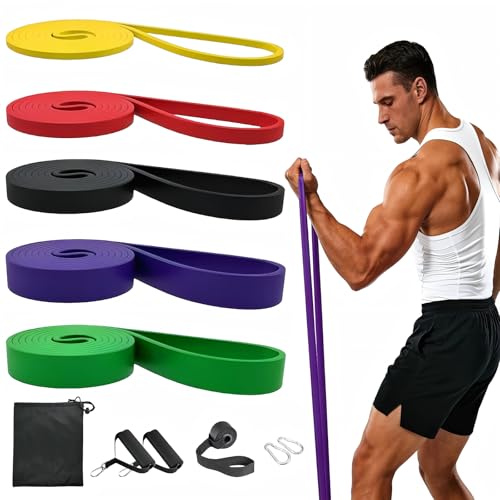 Resistance Bands, Resistance Bands with Handles, Pull Up Assistance Bands Set for Men & Women, Stretch Bands for Exercise, Fitness, Physical Therapy, Stretch Workout Bands at Home, Gym