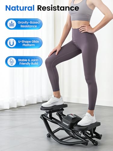 Yagud Rock Stepper for Exercise at Home, Portable Rock Stepper Side to Side with Resitance Bands,Full Body Workout Stepper Exercise Machine Low-Impact Knee-Friendly for Office