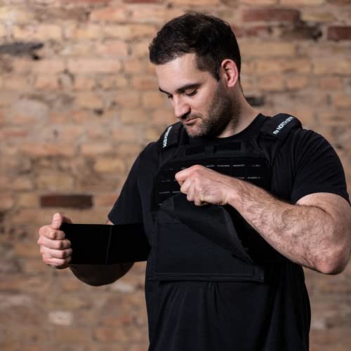 Northgym Adjustable Weighted Vest/Incl. 3D Weight Plates in 14lbs / 20lbs/ 30lbs/ 42.5lbs - Optimized Weight Distribution and with Curved Plates for Running, Functional Training and Working Out - style: Black 14lbs