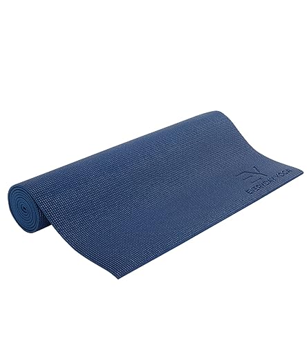 Everyday Yoga Deluxe Mat, Spacious 72"x24" Non-Slip, 3-5mm Extra Thick - color: True Navy, size: 3mm Thick