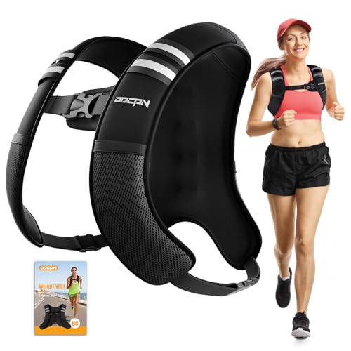Weighted Vest for Women & Men, 10lb Ultra Thin Soft Iron Weighted Vest with Reflective Strips & Adjustable Buckle Straps, Slim Weight Vest for Walking, Running, Strength Training & Weight Loss Workout - color: Jet Black