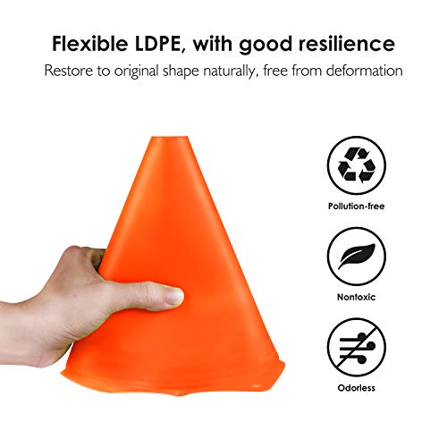 7.5 Inch Plastic Sport Training Traffic Cone (Set of 12, Orange)