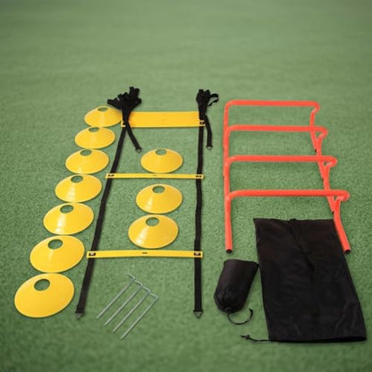 Qianly Agility Ladder Speed Training Kit, Customizable Soccer Training Equipment Set, Agility Set for Backyard Workouts, Athletic Gear