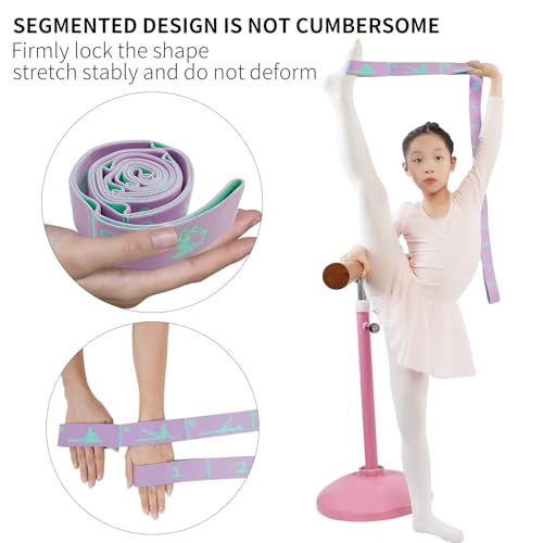 2 PCS Adjustable Extended Children's Stretching Straps with 8 Loops, Multi-Functional Elastic Stretch Bands for Gymnastics, Dance, Latin Training, Ballet, Exercise, Yoga - color: Blue+Purple