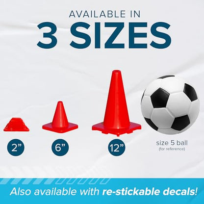 LVL10 Pro Training Cones - 6" Soccer Training Cones for Sports - for Basketball, Football, Basketball and Agility Drills - Soccer Field Markers that Won't Crack, Slide or Fly