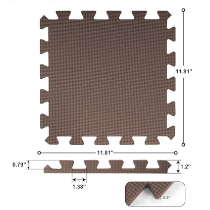 BalanceFrom 16-Pack 12x12 Inches EVA Interlocking Foam Play Tile Mat, Blue/Brown/Beige – 0.4-Inch Thick Non-Slip Puzzle Flooring for 16 Square Feet in Playroom, Nursery, or Playpen at Home