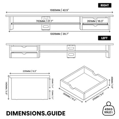 Fenge Monitor Stand, Desk Computer Riser with Frosted Storage Drawer, Brown - color: Brown