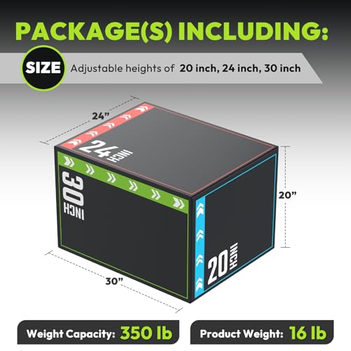 3-in-1 Plyo Box – Plyometric Jump Box with Durable High-Density Foam Core and Non-Slip Surface for Box Jumps, Squats, and Home Gym Workouts