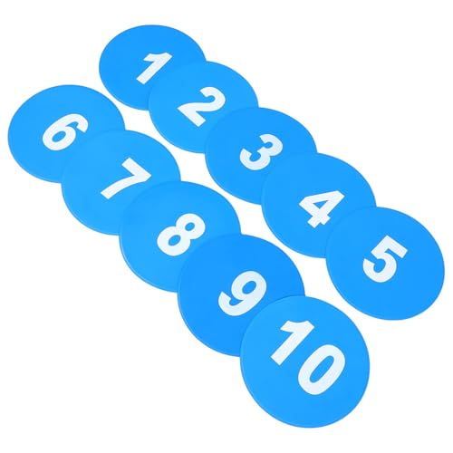 10pcs Football Training Discs 23cm Flat Cone Spot Markers Non-Slip Agility Points Navy Numbered Sports Markers for Soccer Speed and Agility Training