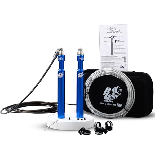 Buddy Lee Aero Speed Jump Rope 2.0 Upgraded Version with Sonic Rocket Speed Swivel Bearing | Tangle-Free & Adjustable Jump Rope for Men & Women - For Fitness, Double-Unders, and Cross-Training - color: Navy Blue