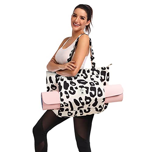 Yoga Bags for Women with Yoga Mats Bags Carrier Carryall Canvas Tote for Pilates Shoulder for Travel Office Beach Workout