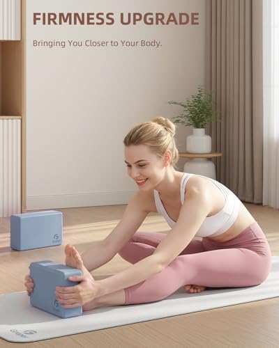 Gruper Yoga Blocks 2 Pack, 9"x6"x3" Exercise Blocks High-Density EVA Foam Blocks with Soft Non-Slip Surface, Lightweight Yoga Props for Yoga Pilates Meditation & Stretching - color: Grayish Blue