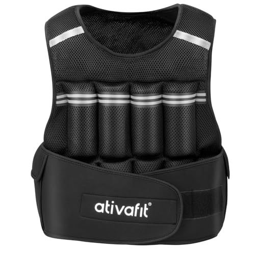 ATIVAFIT Adjustable Weighted Vest 2–22LB with Removable Weights & Reflective Strips, Comfortable Workout Vest for Walking, Running, Strength Training, Cardio and Home Fitness for Men, Women & Teens