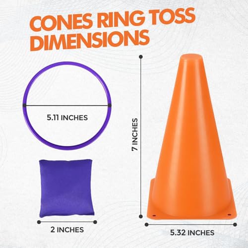 31 Pcs. Plastic Cones and Rings Games Ring Toss Games for Adults, Carnival Games for Kids, Bean Bag for Kids Games Birthday Party, Yard Game, Sports & Outdoor Game for Family Party