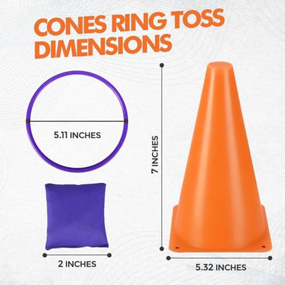 31 Pcs. Plastic Cones and Rings Games Ring Toss Games for Adults, Carnival Games for Kids, Bean Bag for Kids Games Birthday Party, Yard Game, Sports & Outdoor Game for Family Party