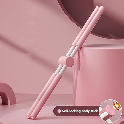 Stretching Stix Movement - Standing Posture Corrector Fitness and Yoga Training Sticks Body Shape Mobility Exercise Trainer Flexibility Sticks, Pink, 32-Inch