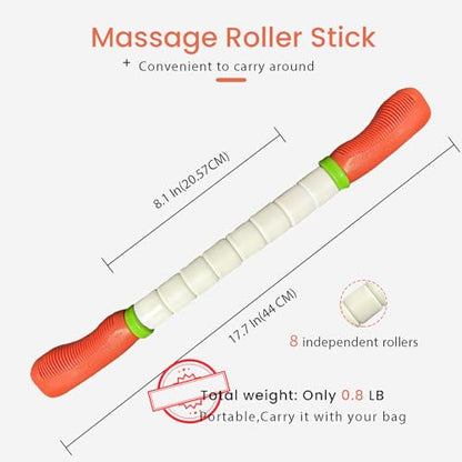 Muscle Roller Stick Massage Roller for Lymphatic Drainage, Cellulite Massager, Leg Massager for Circulation and Pain Relief, Deep Tissue & Trigger Point Massage - color: Red