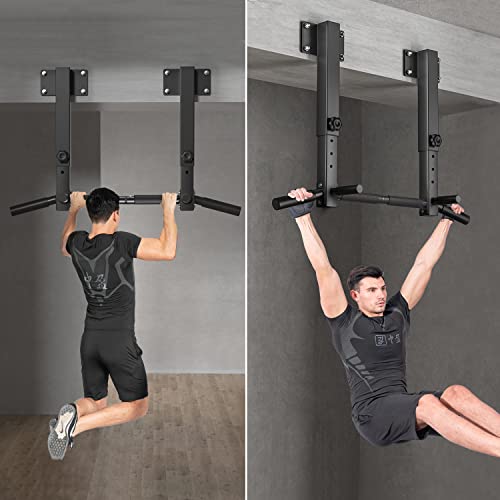 Wall Mount Pull Up Bar, Joist Beam Rafter Mount Pull-up Bar, Ceiling Mounted Chin Up Bar for Home Gym with Punching Bag Hanger - color: Black1