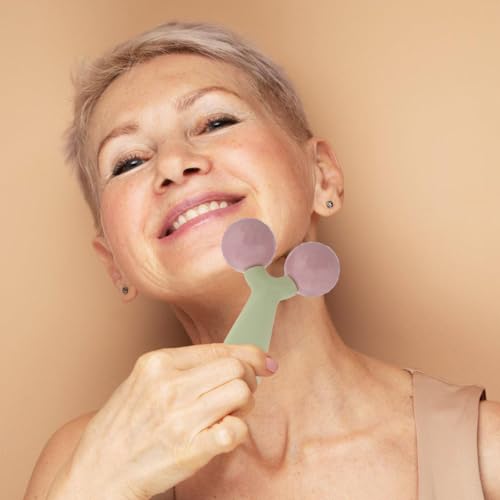 FRCOLOR Handheld Face Roller for Jawline Shaper V-Shaped Facial Massage Tool for Edema Relief, Skin Tightening Lifting