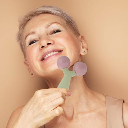 FRCOLOR Handheld Face Roller for Jawline Shaper V-Shaped Facial Massage Tool for Edema Relief, Skin Tightening Lifting