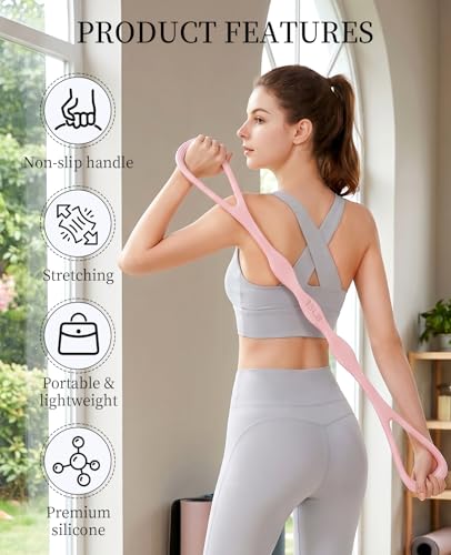 2 PCS Figure 8 Resistance Bands for Women, 15 Lbs & 25 Lbs Keep Resistance Band with Non-Slip Handles for Arms Back Chest & Shoulder