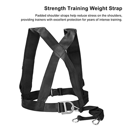 Sled Pulling Strap with Padded Shoulder Harness, Heavy Duty Nylon Resistance Training Equipment for Tire Sled Drag, Strength and Speed Workout for Football Runners