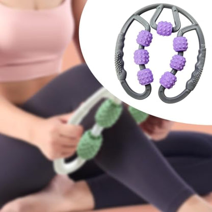 Portable Muscle Roller for Legs 7 Wheel Design for Thighs and Calf Treatment, Gray Purple - color: Gray Purple