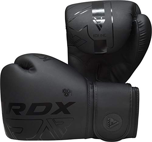 RDX Boxing Gloves, Pro Training Sparring, Maya Hide Leather, Muay Thai MMA Kickboxing, Men Women Adult, Heavy Punching Bag Focus Mitts Pads Workout, Ventilated Palm, Multi Layered, 8 10 12 14 16 18 Oz - color: BLACK, size: 12 OZ