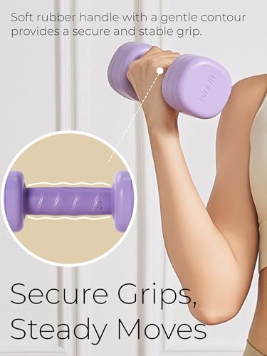 Adjustable Dumbbell Set｜2LB 3LB 4LB 5LB Light Hand Weights for Women｜One-Twist Weight Adjustment｜Non-Slip Curved Grip Handle｜Free Weights for Home Gym, Rehab, Pilates, Yoga, Strength Training - color: Lilac Purple