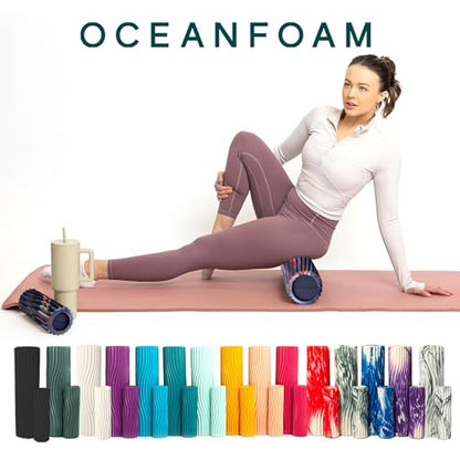 Oceanfoam Ripple Small Foam Roller (Red, Dark Navy & Natural Marbled) - color: Red, Dark Navy & Natural Marbled
