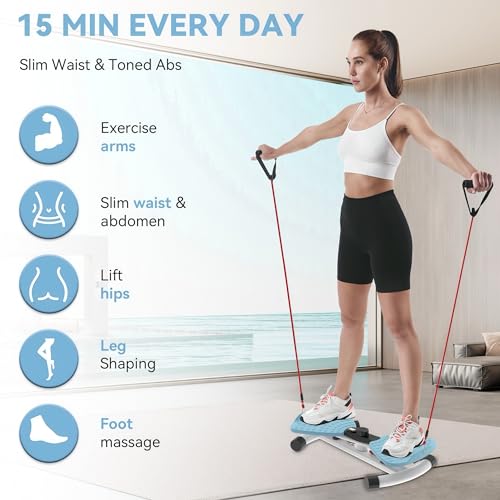 renZEC Waist Twister Machine, Adjustable Exercise Twist Board for Women Men, Noiseless Ab Twister for Home Gym Equipment, 330 lbs Capacity | Track Time, Reps, Calories with Digital Display - color: Blue