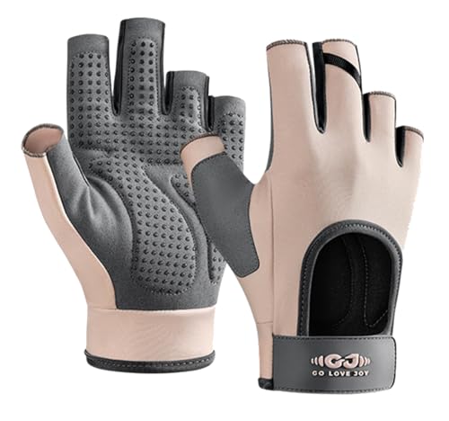 SUJAYU Workout Gloves for Women & Men, Anti-Slip Fingerless Gloves for Weightlifting, Mens Workout Gloves Gym Gloves Fitness Gloves - color: Pink, size: Large