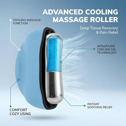 Cooling Massage Roller & Ice Ball - Cold Therapy Muscle Roller with Ergonomic Handle, 360 Easy-Glide Ice Massage for Myofascial Release, Post-Workout Recovery & Pain Relief (Blue) - color: Blue