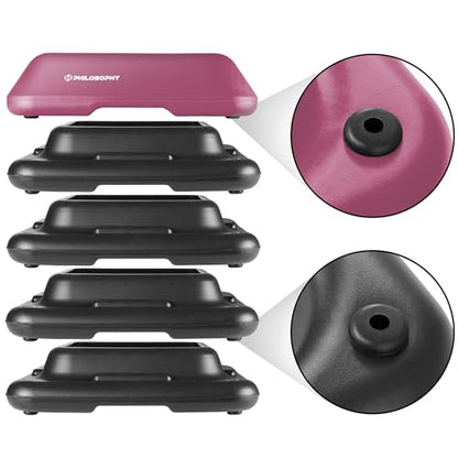 Philosophy Gym Aerobic Exercise Adjustable High Step Platform, with 4 Risers Included