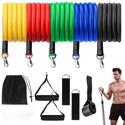 Resistance Bands, Resistance Band Set, Strength Training Fitness Bands, Exercise Bands for Men and Women, Resistance Bands with Handles, Door Anchor, for Shape Body and Home Workouts