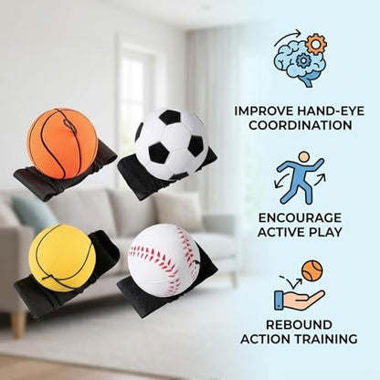 8 Pcs Wrist Ball Set with Rebound Action, Ball on String,Ideal for Hand-Eye Coordination Training and Family Activities, Made from Soft PU and Sponge Materials