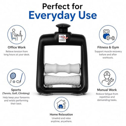 Roleo Arm and Hand Massager Forearm, Hand, and Wrist Massager; Arm Roller; Portable. Firm Forearm Massage for Hand and Wrist Wellness. Invented by a LIC. Massage Therapist.