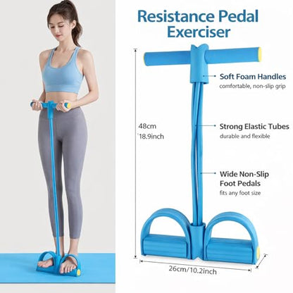 Pedal Resistance Bands with Handles, 6 Tube Exercise Bands for Full Body Workout, Home Gym Strength Training Equipment, Sit Up Pull Rope Fitness Band for Women and Men